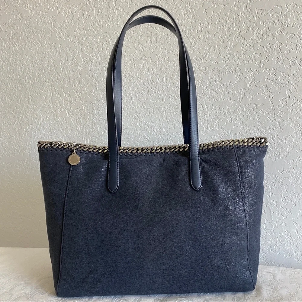 Stella McCartney navy Falabella Shaggy Deer Tote Bag
